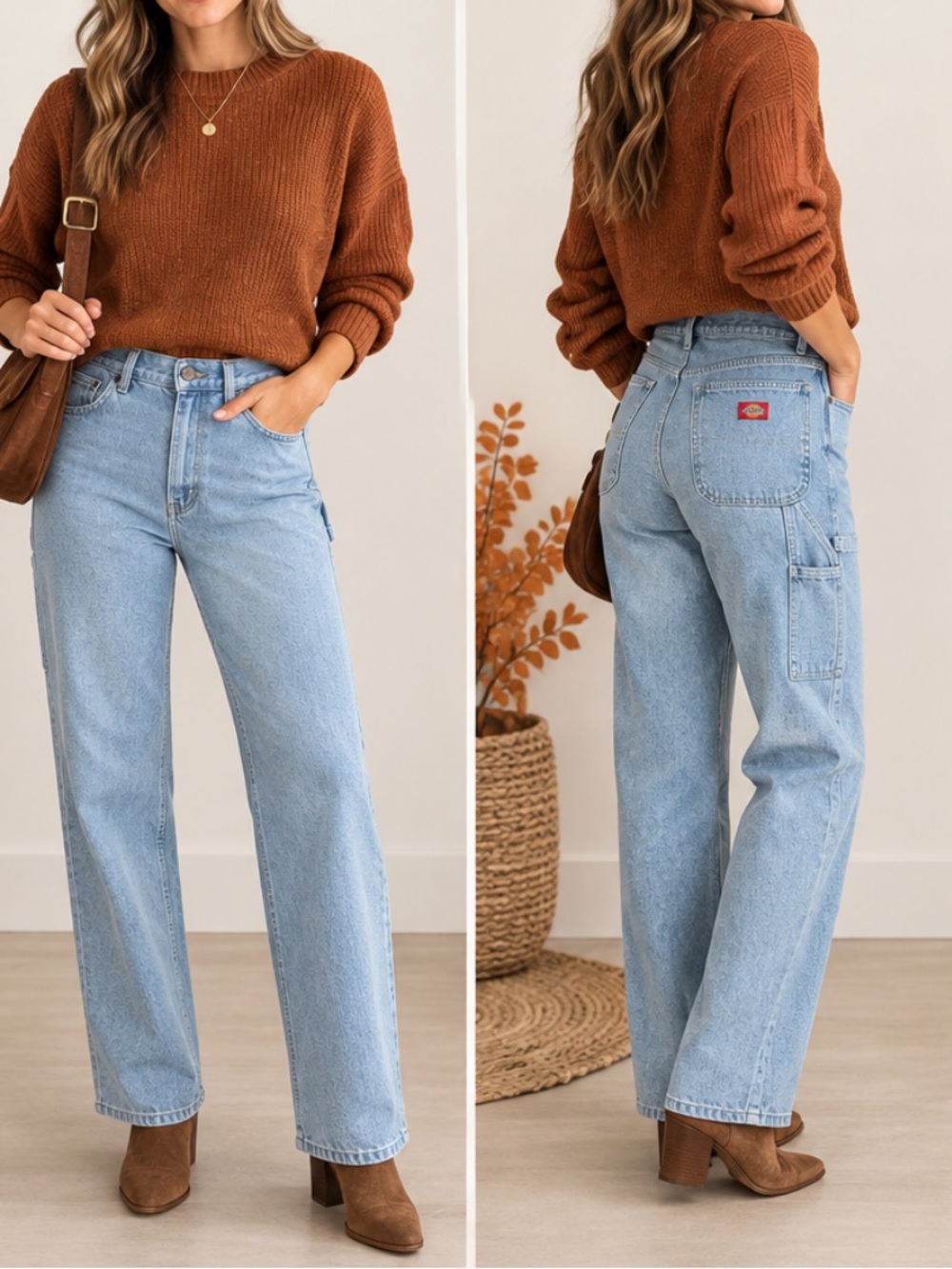 Dickies High-Rise Light Wash Carpenter Jeans Regular Tapered Women’s 30